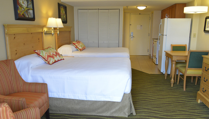 enlarged view of guest room and beds
