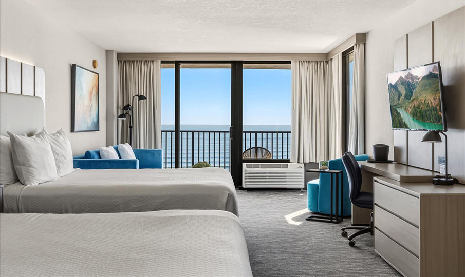 enlarged view of guest room beds