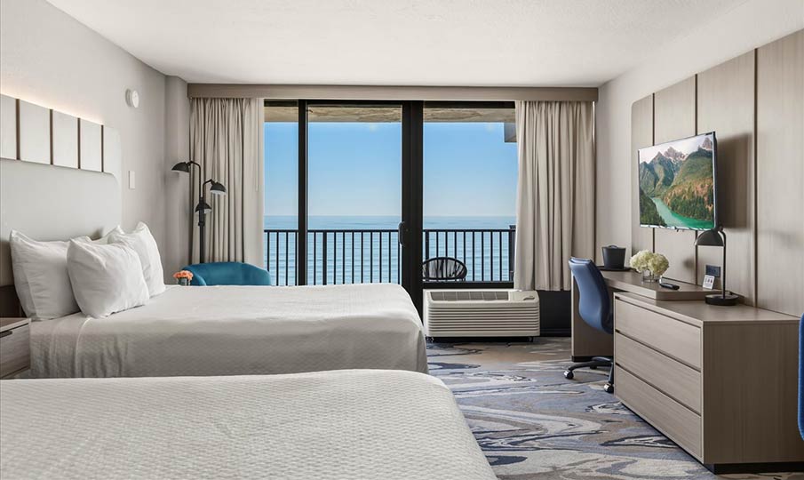 enlarged view of guest room beds