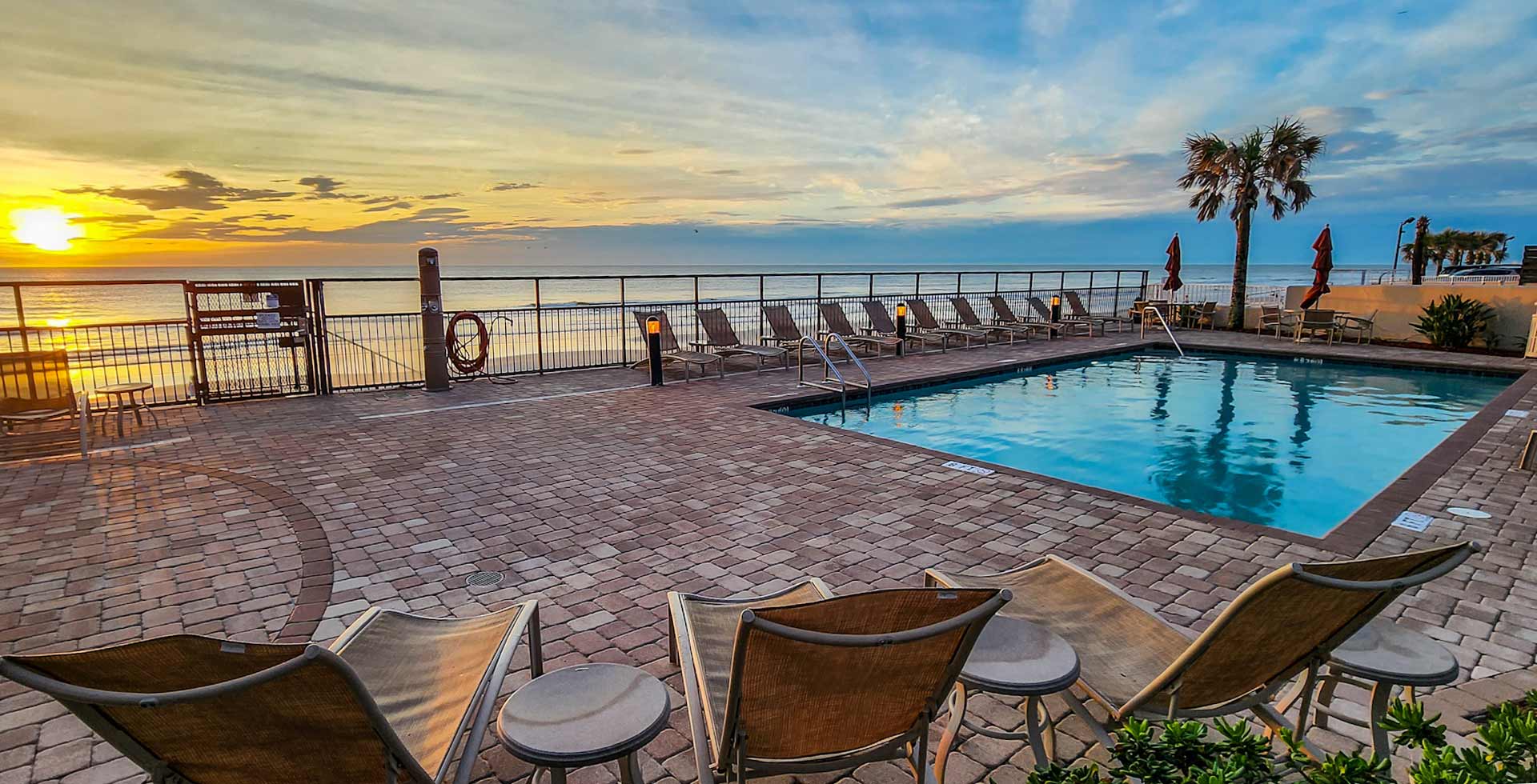 Pool Deck view towards Beach at the Nautilus Inn